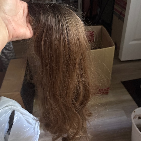 26” Brown with Red Highlights High Density Synthetic Wavy Hair Topper - Picture 5 of 5